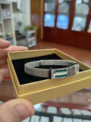 Pulsera Betis Plata y Acero Ajustable