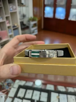 Pulsera Betis Plata y Acero Ajustable