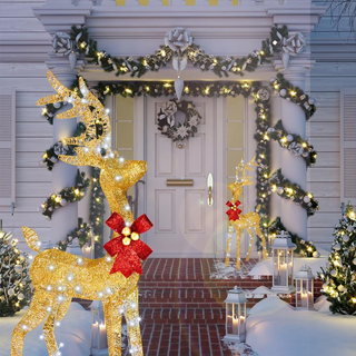 Renna Natalizia Luminosa XXL con Slitta per Estern