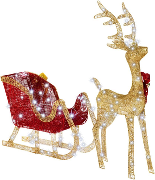 Renna Natalizia Luminosa XXL con Slitta per Estern
