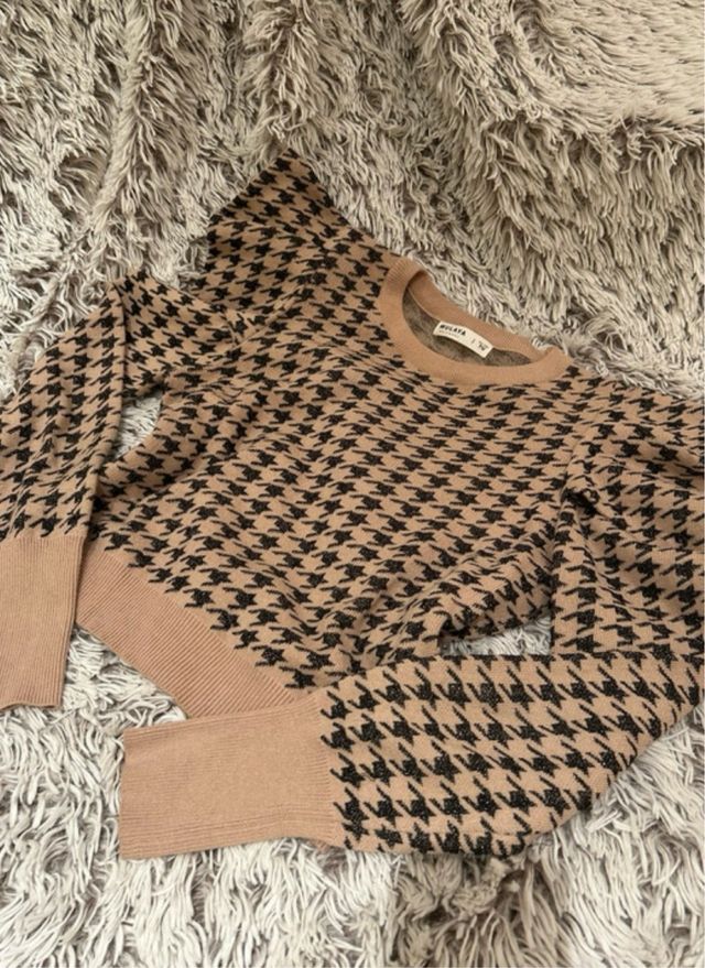 Jersey crop-top estampado pata de gallo