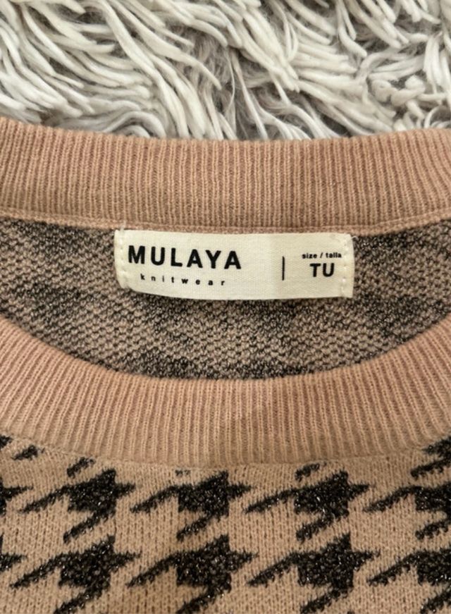 Jersey crop-top estampado pata de gallo