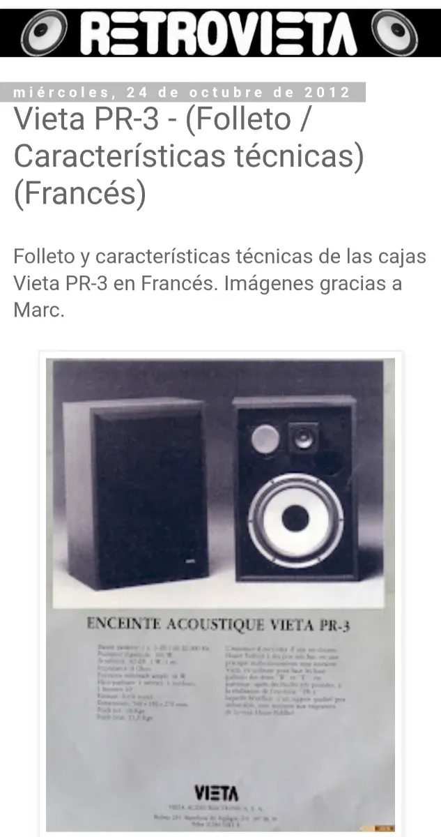 Altavoces Vieta PR-3 Vintage Años 70