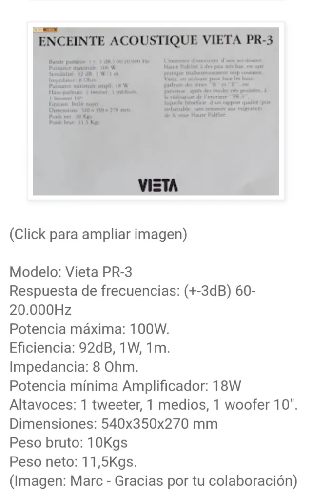 Altavoces Vieta PR-3 Vintage Años 70