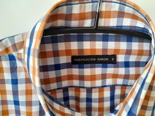Camisa de cuadros hombre azul y naranja
