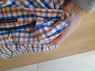 Camisa de cuadros hombre azul y naranja