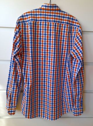 Camisa de cuadros hombre azul y naranja