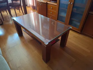 Conjunto Muebles Salón Madera y Cristal