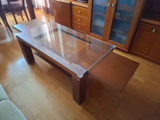 Conjunto Muebles Salón Madera y Cristal