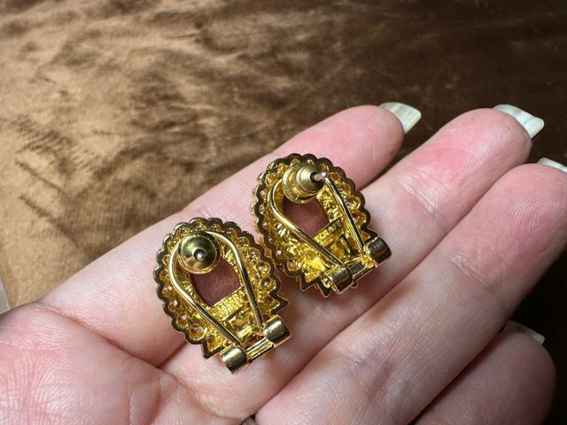 Pendientes vintage rubí rojo y oro