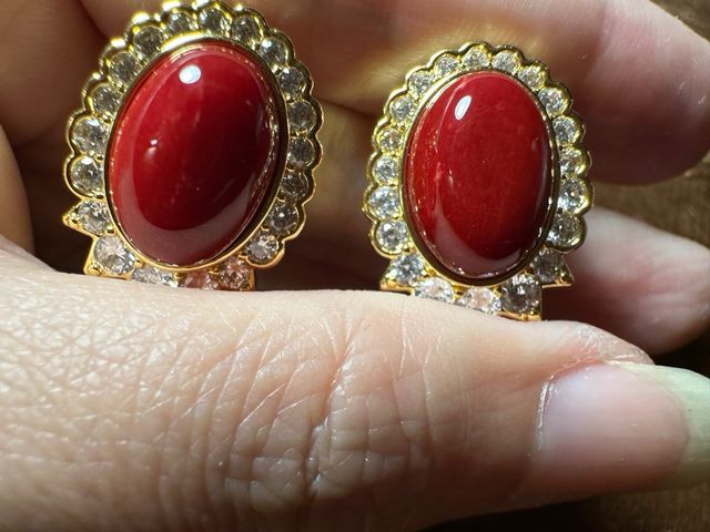 Pendientes vintage rubí rojo y oro