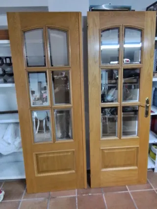 Puertas de roble con cristal
