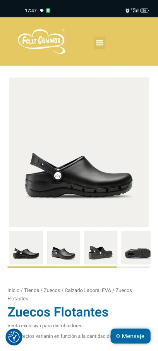 Zuecos Sanitarios Feliz Caminar Negros