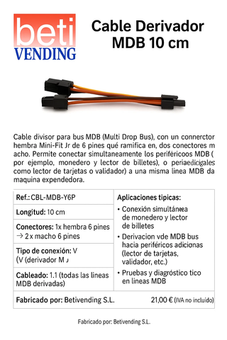 Cable Derivador MDB 10cm - Ladrón (Splitter) MDB