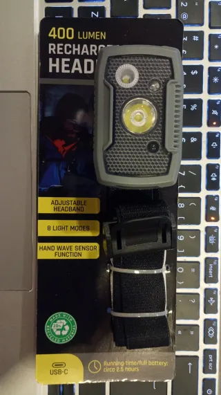 Lanterna de cabeça recarregável 400 Lumens