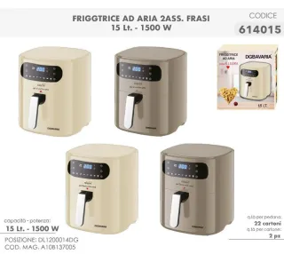 Friggitrice ad aria DGBAVARIA 15 LT Tortora