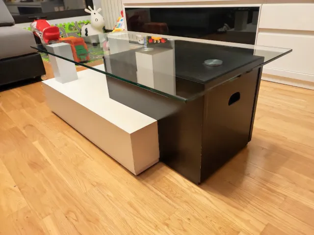 Mesa centro moderna vidrio blanco y negro