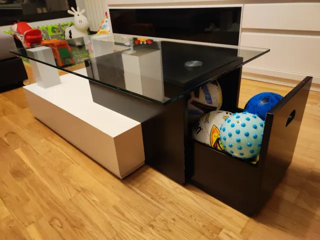 Mesa centro moderna vidrio blanco y negro