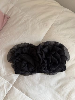 Top banda Zara flores negro