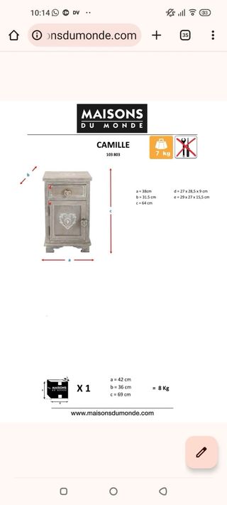 Mesita Noche Maison du Monde Madera