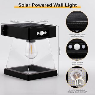 Farola Solar Exterior Negra Transparente