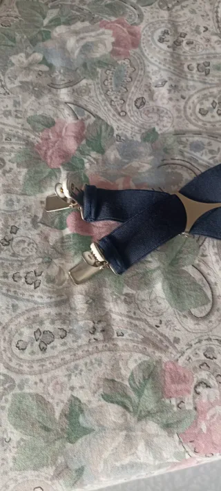 Bretelle uomo blu con clip argento