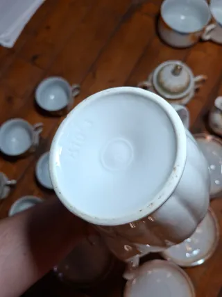 Juego de té porcelana floral verde