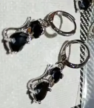 Collar y Pendientes Gato Negro Plata 925