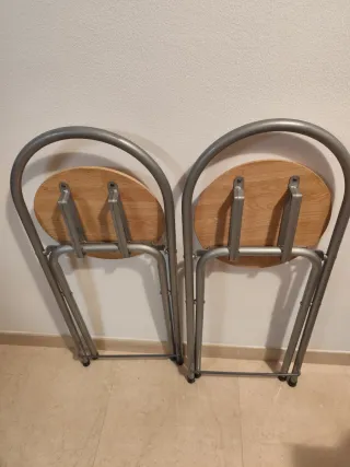 Taburetes plegables metal y madera, altura