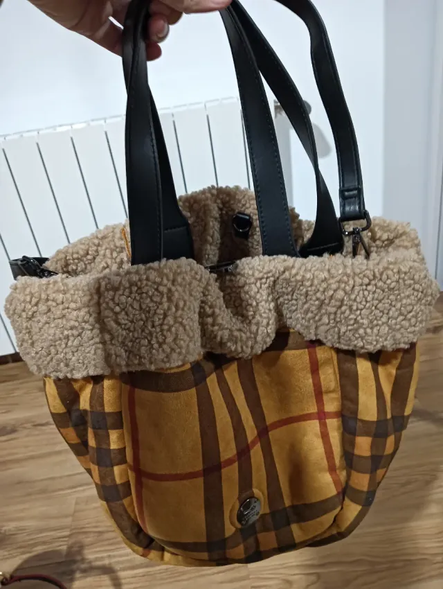 Bolso Martina K cuadros marrón y amarillo