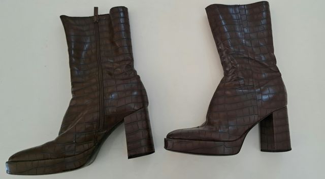 Botines Stradivarius Marrones Tacón Plataforma