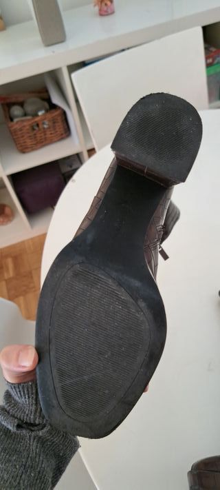 Botines Stradivarius Marrones Tacón Plataforma