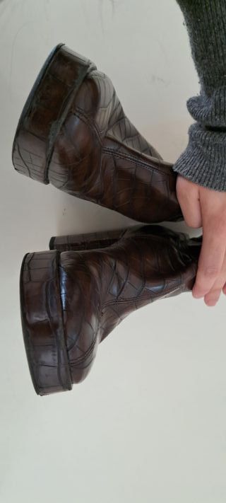 Botines Stradivarius Marrones Tacón Plataforma