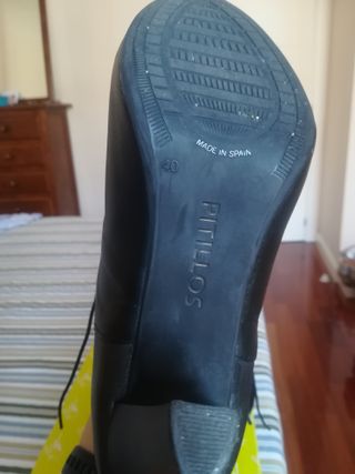 Zapatos Pitillos piel cordones negro/gris talla 40
