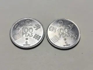 Lote 2 monedas 100 Pts 1980 MUNDIAL '82