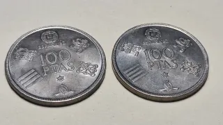 Lote 2 monedas 100 Pts 1980 MUNDIAL '82