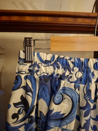 Gonna lunga donna fantasia blu e bianca