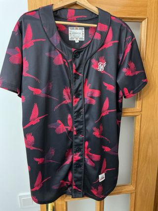 Camisa SikSilk Negra Estampado Loros XL