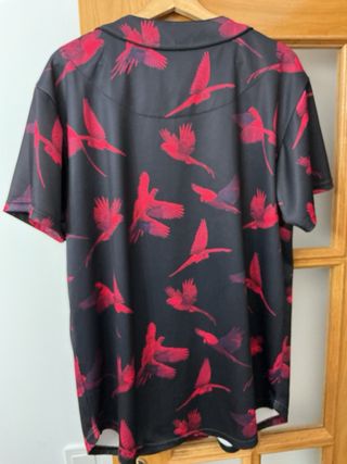 Camisa SikSilk Negra Estampado Loros XL