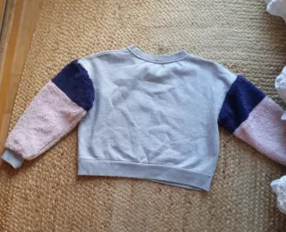 Sudadera mujer gris y rosa
