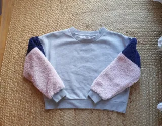 Sudadera mujer gris y rosa