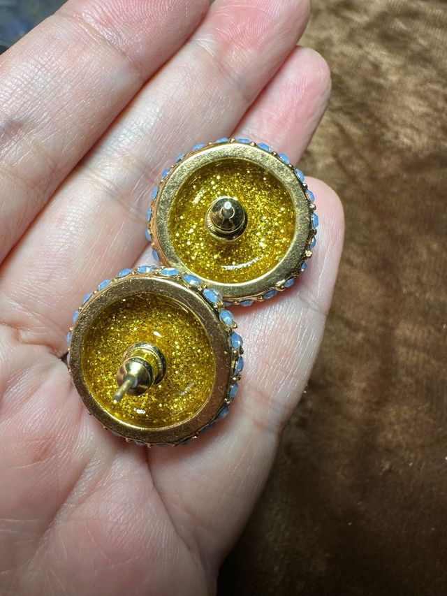 Pendientes vintage piedra azul y oro