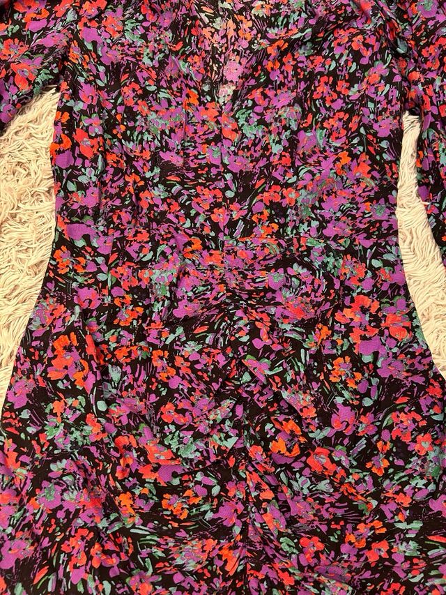 Vestido Zara Estampado Flores Morado