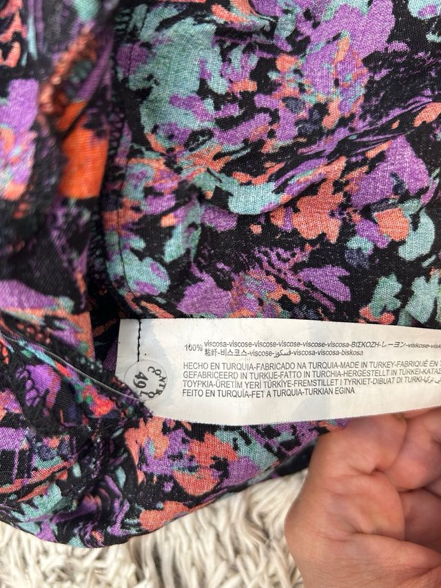 Vestido Zara Estampado Flores Morado