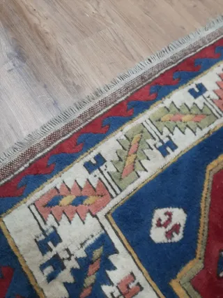 Alfombra 100% Lana Azul y Roja