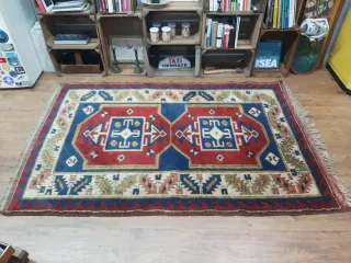 Alfombra 100% Lana Azul y Roja