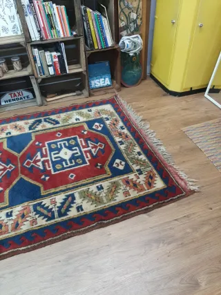 Alfombra 100% Lana Azul y Roja