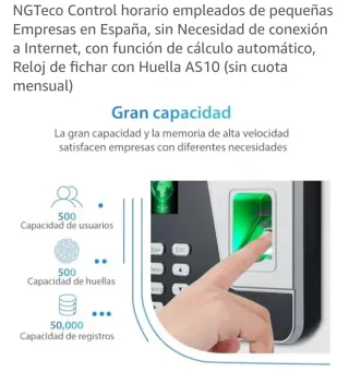 NGTeco AS10 Control horario Huella