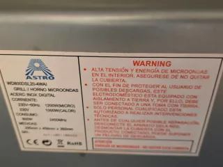 Gril/horno Microondas Astro