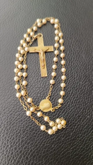 Rosario antiguo chapado en oro